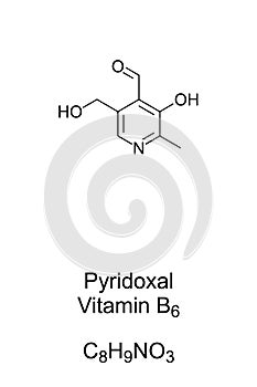 Pyridoxal, a form of vitamin B6, chemical formula and structure