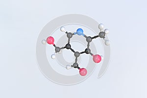 Pyridoxal molecule, scientific molecular model, looping 3d animation