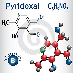 Pyridoxal molecule, is a vitamin B6. Structural chemical formula