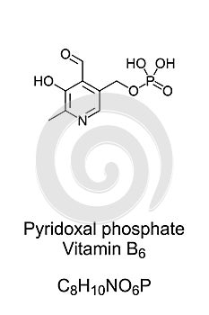 Pyridoxal phosphate, active form of vitamin B6, chemical formula