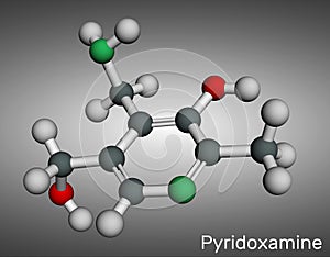 Pyridoxamine molecule. It is form of vitamin B6. Molecular model. 3D rendering