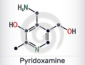 Pyridoxamine molecule. It is form of vitamin B6. Skeletal chemical formula. Vector