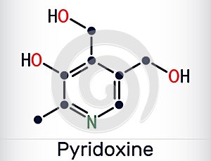 Pyridoxine molecule. It is form of vitamin B6. Skeletal chemical formula. Vector