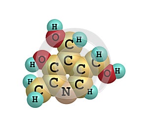 Pyridoxine (vitamin B6) molecular structure on white background