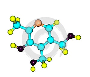 Pyridoxine (vitamin B6) molecular structure on white background