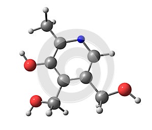 Pyridoxine (vitamin B6) molecular structure on white background