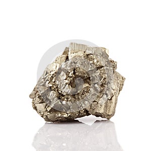 Pyrite crystals in white background