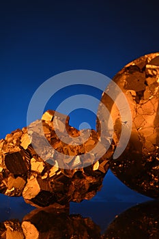 Pyrite (iron disulfide) sphere and nugget