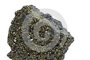 Pyrite iron sulfide and galena or lead glance lead sulfide mineral, also source of silver, cubic crystal system mineral stone