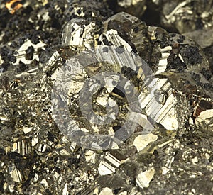 Pyrite Mineral Close Up Macro Detail Fools Gold photo