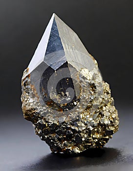 Pyrite mineral piece with a pyramidal shape