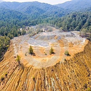 Pyrite ore and sulfide stock piles from abandoned surface mining