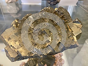 Pyrite terraced or Pyrit terrassenfÃÂ¶rmig minerals and crystals in the exhibition Mount SÃÂ¤ntis - worlds of experiences