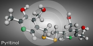 Pyritinol molecule, pyridoxine disulfide, cognitive drug. ÃÂ¡omponent of nootropic dietary supplements. Molecular model. 3D photo