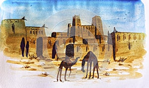 Pyro Aquarelle art Berber painting Morocco photo