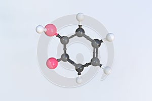 Pyrocatechol molecule made with balls, scientific molecular model. 3D rendering