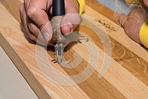 Pyrography painter with woodburning pen - craftsmanship