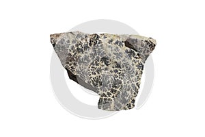 Pyrolusite mineral rock stone isolated on white background.