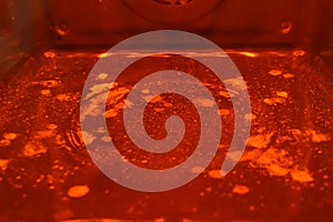 Pyrolysis process in the kitchen oven.