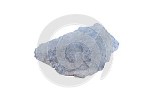 Pyrophyllite rock isolated on white background. Cutout of a phyllosilicate mineral composed of aluminium silicate hydroxide.