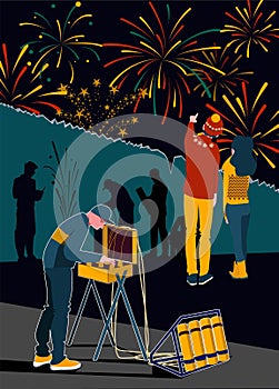 Pyrotechnics Fireworks Launch Flat Collage photo