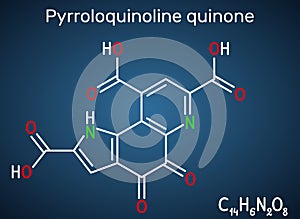 Pyrroloquinoline quinone,  PQQ , methoxatin  C14H6N2O8 molecule. It has a role as a water-soluble vitamin and a cofactor. photo