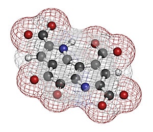 Pyrroloquinoline quinone (PQQ) redox cofactor molecule. 3D rendering. Atoms are represented as spheres with conventional color