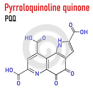 Pyrroloquinoline quinone PQQ redox cofactor molecule. Skeletal formula. photo