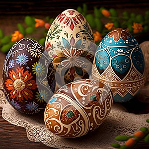 pysanka easter egg with spring flowers