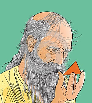 Pythagoras cartoon style portrait, vector photo