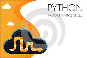 Python code language sign. Programming coding and developing concept.