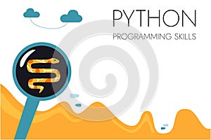 Python code language sign. Programming coding and developing concept.