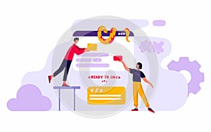 Python code language sign. Programming coding and developing concept