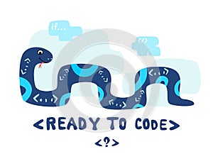 Python code language sign. Programming coding and developing concept