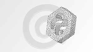 Python coding language sign. Device, programming, developing concept. Abstract, digital, wireframe, low poly mesh