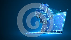 Python coding language sign on notebook screen. Device, programming, developing concept. Abstract, digital, wireframe