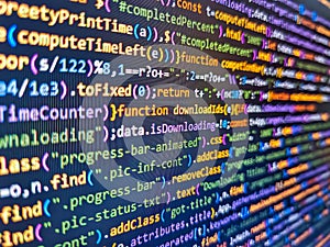 Python programming developer code. Programming code abstract technology. Laptop screen show abstract computer programming code