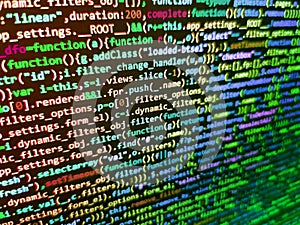 Python programming developer code. Computer language script code screen. Programmer occupation. Programming code abstract