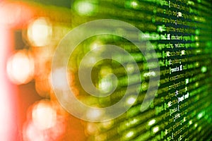 Python programming developer code. Javascript code in bracket software. Lines of Html code visible. Developer working on program