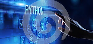 Python programming language application development coding internet technology concept