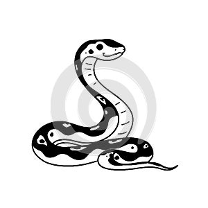 Python. Python simple black and white line art vector logo