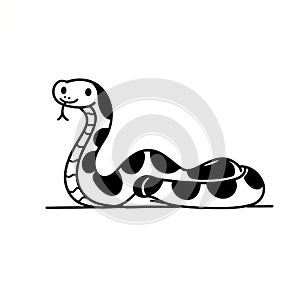 Python. Python simple black and white line art vector logo