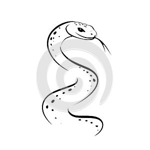 Python. Python simple black and white line art vector logo