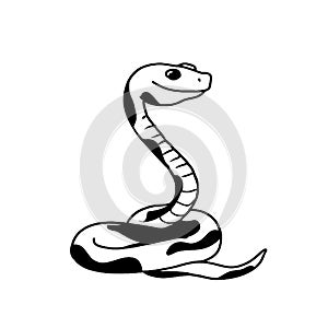 Python. Python simple black and white line art vector logo
