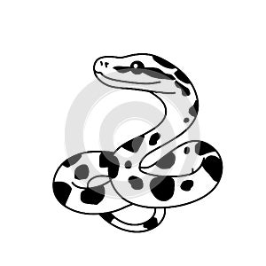 Python. Python simple black and white line art vector logo