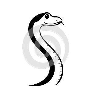 Python. Python simple black and white line art vector logo