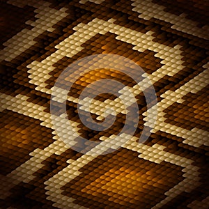 Python snake skin brown background. Vector