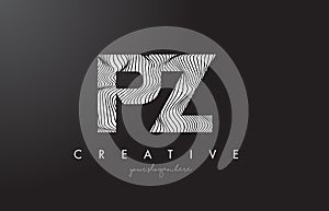 PZ P Z Letter Logo with Zebra Lines Texture Design Vector.