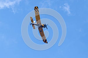 Pzl airplane, blue sky background down view photo