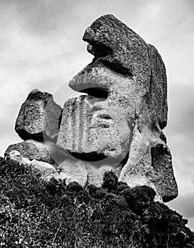 PÃ¨re Trebeurden& x27;s Granite Rock - Black and White photo